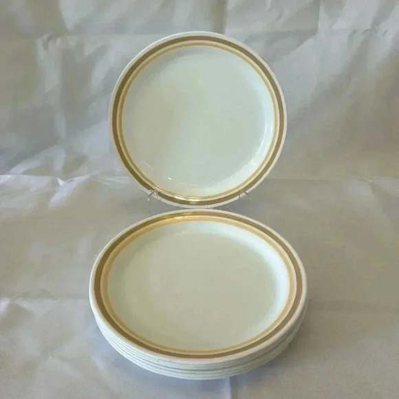 Corelle Other - 7 - Corelle Almond Yellow Bands Salad Plates